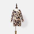 All Over Leopard Apricot Round Neck Long-sleeve Snug-fit Romper Shorts for Mom and Me Apricot image 4