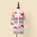 Christmas All Over Reindeer Print White Long-sleeve Snug-fit Jumpsuit Shorts for Mom and Me Red/White