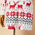 Christmas All Over Reindeer Print White Long-sleeve Snug-fit Jumpsuit Shorts for Mom and Me Red/White