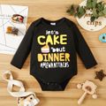 Baby Boy Letter and Food Print Long-sleeve Romper Black