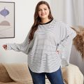 Women Plus Size Casual Stripe Pullover Lounge Black/White