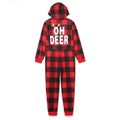 Christmas Reindeer and Letter Print Red Plaid Family Matching Long-sleeve Hooded Onesies Pajamas Sets (Flame Resistant) redblack image 3