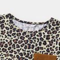 Leopard Long-sleeve Top with Solid Corduroy Pants Sets for Mom and Me Brown