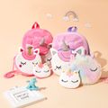 3-pack Toddler Cartoon Unicorn Plush Backpack & Crossbody Bag & Purse Set Light Pink image 5