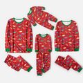 Christmas All Over Dinosaur Print Red Family Matching Long-sleeve Pajamas Sets (Flame Resistant) Red