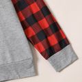 Christmas Deer and Letter Print Red Plaid Long-sleeve Hooded Sweatshirts for Mom and Me Color block image 3