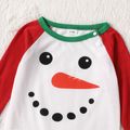 Christmas Snowman Print Red Family Matching Raglan Long-sleeve Pajamas Sets (Flame Resistant) Red/White