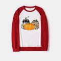 Thanksgiving Day Pumpkin and Letter Print Family Matching Red Raglan Long-sleeve Sweatshirts ColorBlock image 3