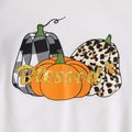 Thanksgiving Day Pumpkin and Letter Print Family Matching Red Raglan Long-sleeve Sweatshirts ColorBlock