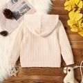 Toddler Girl Cable Knit Textured Button Design Solid Color Hoodie Sweatshirt Apricot