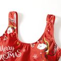 Christmas All Over Santa Claus on Sleigh with 2 Reindeers and Letter Print Red Family Matching Swimsuits Red image 4