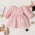 Baby Girl 3D Floral Pink Off Shoulder Bell Sleeve Bowknot Dress Pink