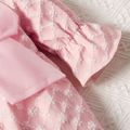 Baby Girl 3D Floral Pink Off Shoulder Bell Sleeve Bowknot Dress Pink