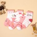 5- pack Baby / Toddler/ Kid Cartoon Adorable Animal Socks Light Pink
