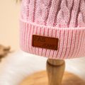 Toddler/ Kid Double Pompon Decor Solid Color Knitted Beanie Hat Pink image 4