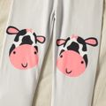 Toddler Girl Cows Print Elasticized Leggings Grey