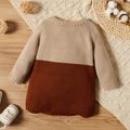 Baby Girl Long-sleeve Color Block Knitted Romper Red