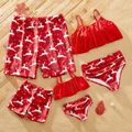 Christmas All Over Reindeer Print Red Family Matching Swimsuits Red image 1