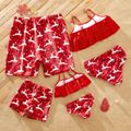 Christmas All Over Reindeer Print Red Family Matching Swimsuits Red image 2