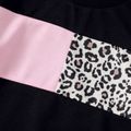 2-piece Kid Girl Leopard Print Colorblock Pullover Sweatshirt and Pants Casual Set Black image 4