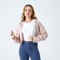 jaqueta de lapela com dois bolsos e botões na frente cortada jaqueta rosa Rosa image 4