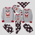 Christmas Santa and Letter Print Snug Fit Grey Family Matching Long-sleeve Pajamas Sets flowergrey image 1