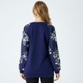 Felpa da allattamento con cappuccio Outdoor Dolce Giuntura Piante e fiori Cuciture in tessuto A maglia Cuciture a maglia Maglione Top da allattamento Blu Scuro image 4