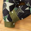 Star Print Splicing Army Green Cotton Lapel Long-sleeve Bow Tie Gentleman Baby Jumpsuit Army green