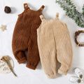 Baby Boy/Girl Solid Ribbed Fleece Overalls Apricot image 1