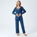 Maternity Stripe Detail Deep Blue Long-sleeve Pajamas Blue