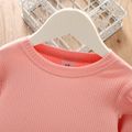 Toddler Girl Ruffled Casual Solid Ribbed Long-sleeve Top Pink image 5