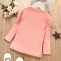 Toddler Girl Ruffled Casual Solid Ribbed Long-sleeve Top Pink image 2