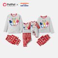 Baby Shark Christmas Graphic Top and Allover Pants Pajamas Sets(Flame Resistant) Red