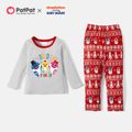 Baby Shark Christmas Graphic Top and Allover Pants Pajamas Sets(Flame Resistant) Red