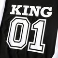 Letter and Number Print Family Matching Splicing Long-sleeve Sweatshirts Black/White