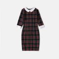 Family Matching Long-sleeve Plaid Button Down Dresses and Shirts Sets Multi-color