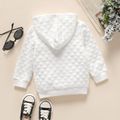 Toddler Girl/Boy Textured Zipper Solid Hooded Jacket White image 3
