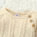 Baby Boy/Girl Solid Cable Knit Long-sleeve Jumpsuit Apricot image 2