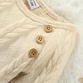 Baby Boy/Girl Solid Cable Knit Long-sleeve Jumpsuit Apricot