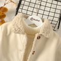 Kid Boy/Kid Girl Lapel Collar Button Design Fleece Lined Jacket Coat Beige