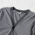 Family Matching Grey Striped V Neck Button Down Long-sleeve Cardigans Blue grey