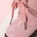 Toddler / Kid Perforated Lace-up Side Zipper Solid Color Boots Pink image 3