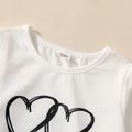 2-piece Kid Girl Heart Print Sweatshirt and Colorblock Pants Set White