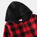 Christmas Red Plaid Long-sleeve Belted Hoodie Dress for Mom and Me Red