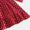 Family Matching Red Polka Dots Long-sleeve Midi Dresses and Raglan-sleeve T-shirts Sets Red
