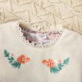 2-piece Toddler Girl Floral Print Long-sleeve Dress and Embroidered Lace Collar Vest Set Multi-color