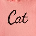 Kid Girl Letter Animal Print Bowknot Design Hoodie Sweatshirt Pink