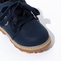 Toddler Blue Elastic Shoelaces Fleece-lining Shoes Dark Blue