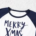 Christmas Reindeer and Letter Print Dark Blue Family Matching Raglan Long-sleeve Pajamas Sets (Flame Resistant) Dark Blue