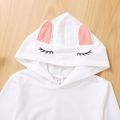 2-piece Kid Girl Sequined Pocket Design  Embroidered Ear Design Hoodie Sweatshirt and Colorblock Pants Set White image 4